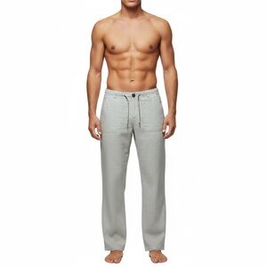 Boden Men's Sz 34 X 32 Regular Fit  Linen Drawstring Pants Half Elastic Flax